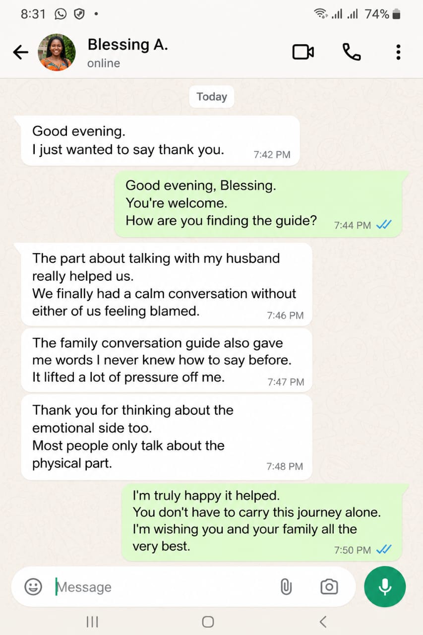 WhatsApp message from a buyer